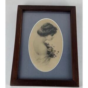 Framed Zulu Kenyon Victorian Female Portrait 1920’s Original Print Art Signed